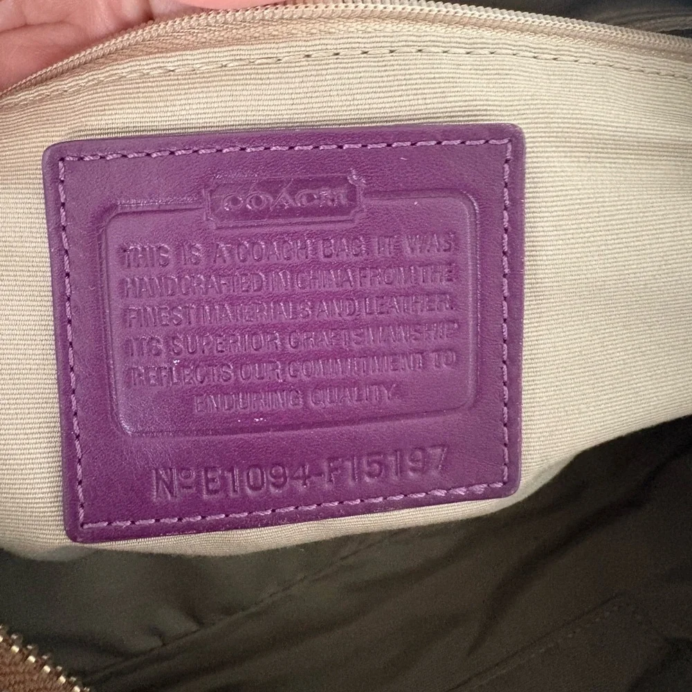 SOLD Coach Tan and Purple Shoulder Bag - Picture 11 of 11